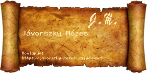 Jávorszky Mózes névjegykártya